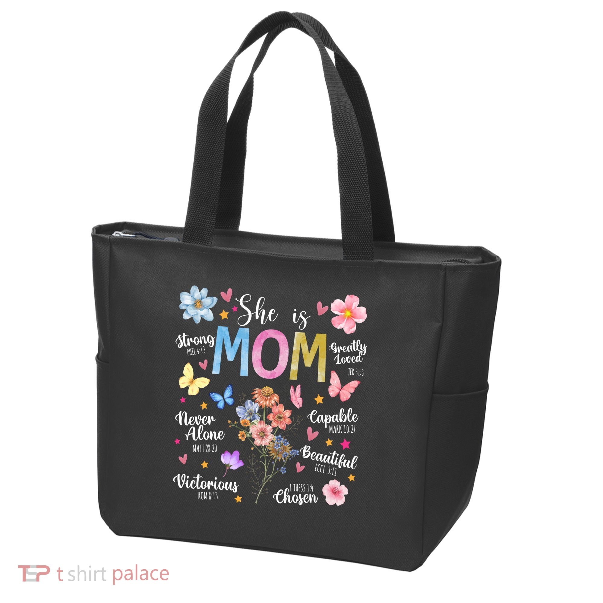 She Is Mom Bible Verses Christian Boho Floral Tote Bag