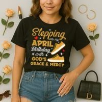 Stepping Into My April Birthday With God's Grace & Mercy  Comfort Colors Boxy T-Shirt thumb 2