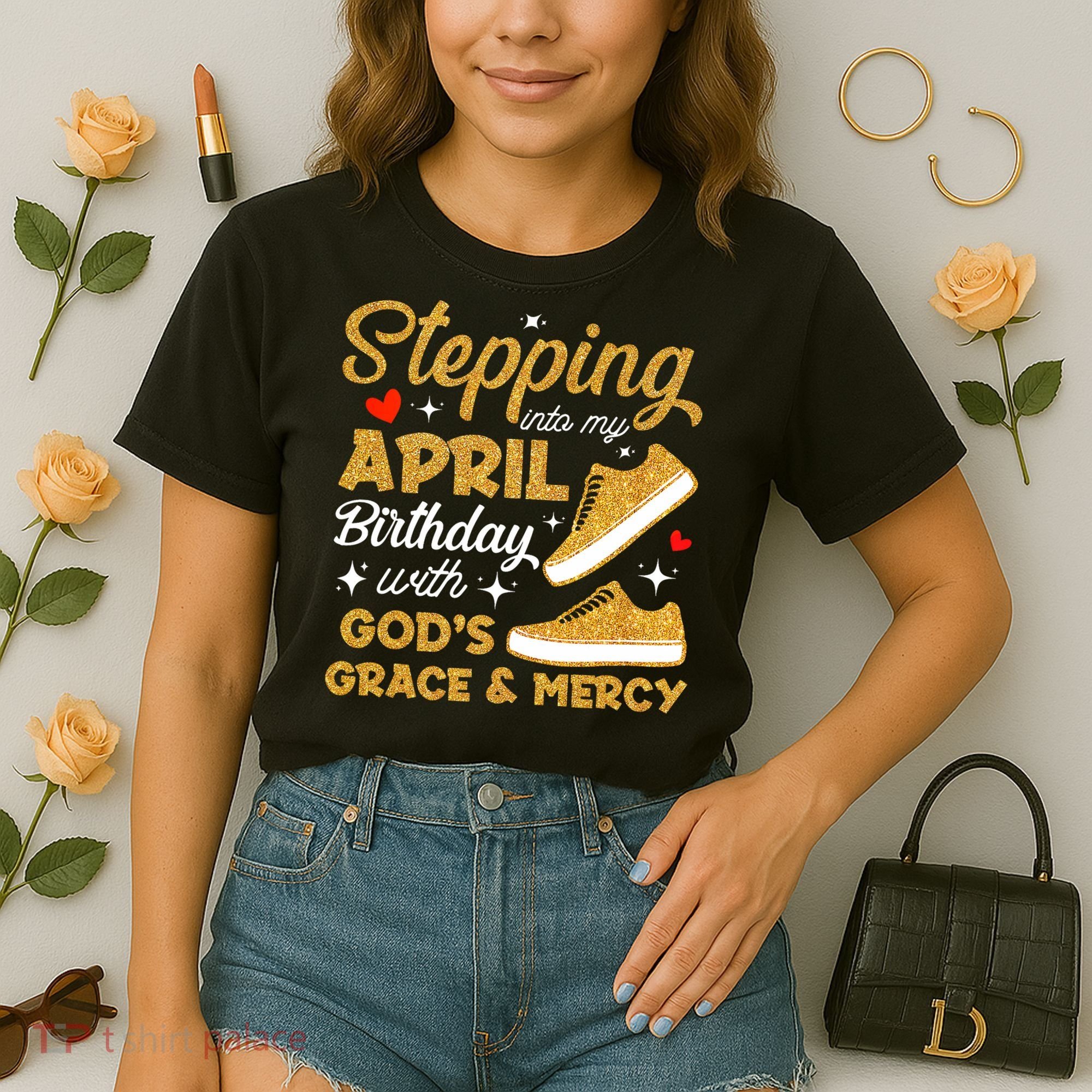 Stepping Into My April Birthday With God's Grace & Mercy  Comfort Colors Boxy T-Shirt