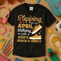 Stepping Into My April Birthday With God's Grace & Mercy  Kids T-Shirt thumb 3