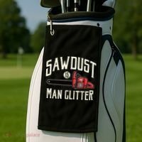 Sawdust Is Man Glitter Funny Chainsaw Lumberjack Golf Towel thumb 2
