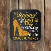 Stepping Into My 62nd Birthday With God's Grace & Mercy Coaster thumb 0