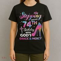Stepping Into My 74th Birthday Gift Women 74 Years Old Pumps T-Shirt thumb 4