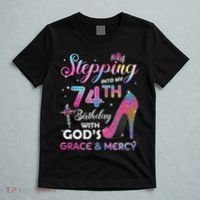 Stepping Into My 74th Birthday Gift Women 74 Years Old Pumps T-Shirt thumb 5