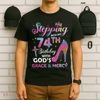 Stepping Into My 74th Birthday Gift Women 74 Years Old Pumps T-Shirt thumb 6