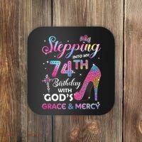 Stepping Into My 74th Birthday Gift Women 74 Years Old Pumps Coaster thumb 0