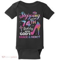 Stepping Into My 74th Birthday Gift Women 74 Years Old Pumps Baby Bodysuit thumb 0