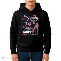 Stepping Into My 74th Birthday Gift Women 74 Years Old Pumps Kids Hoodie thumb 4