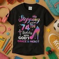 Stepping Into My 74th Birthday Gift Women 74 Years Old Pumps Kids T-Shirt thumb 3