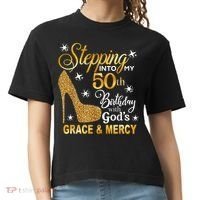 Stepping into my 50th birthday with God's grace & Mercy Comfort Colors Boxy T-Shirt thumb 0