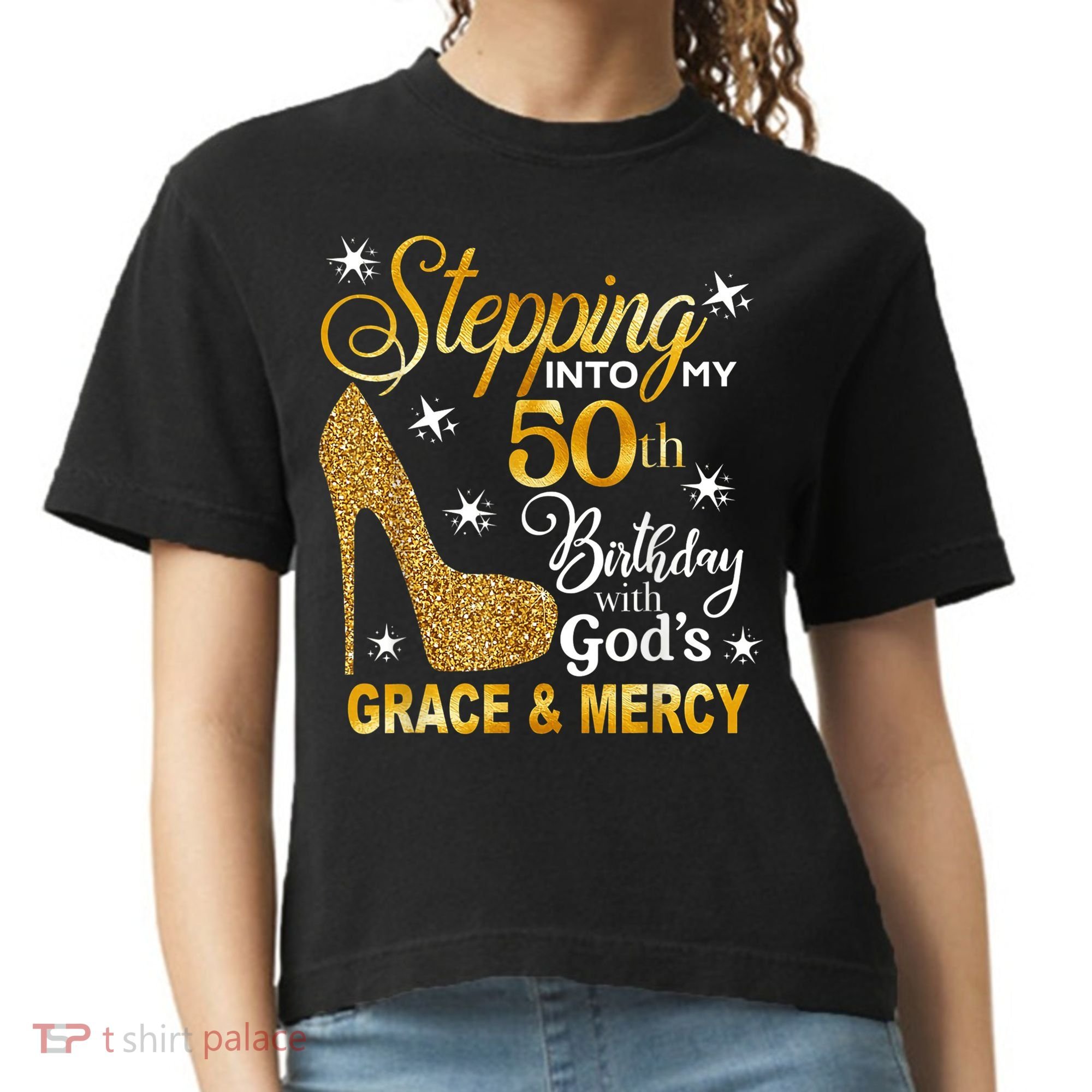 Stepping into my 50th birthday with God's grace & Mercy Comfort Colors Boxy T-Shirt