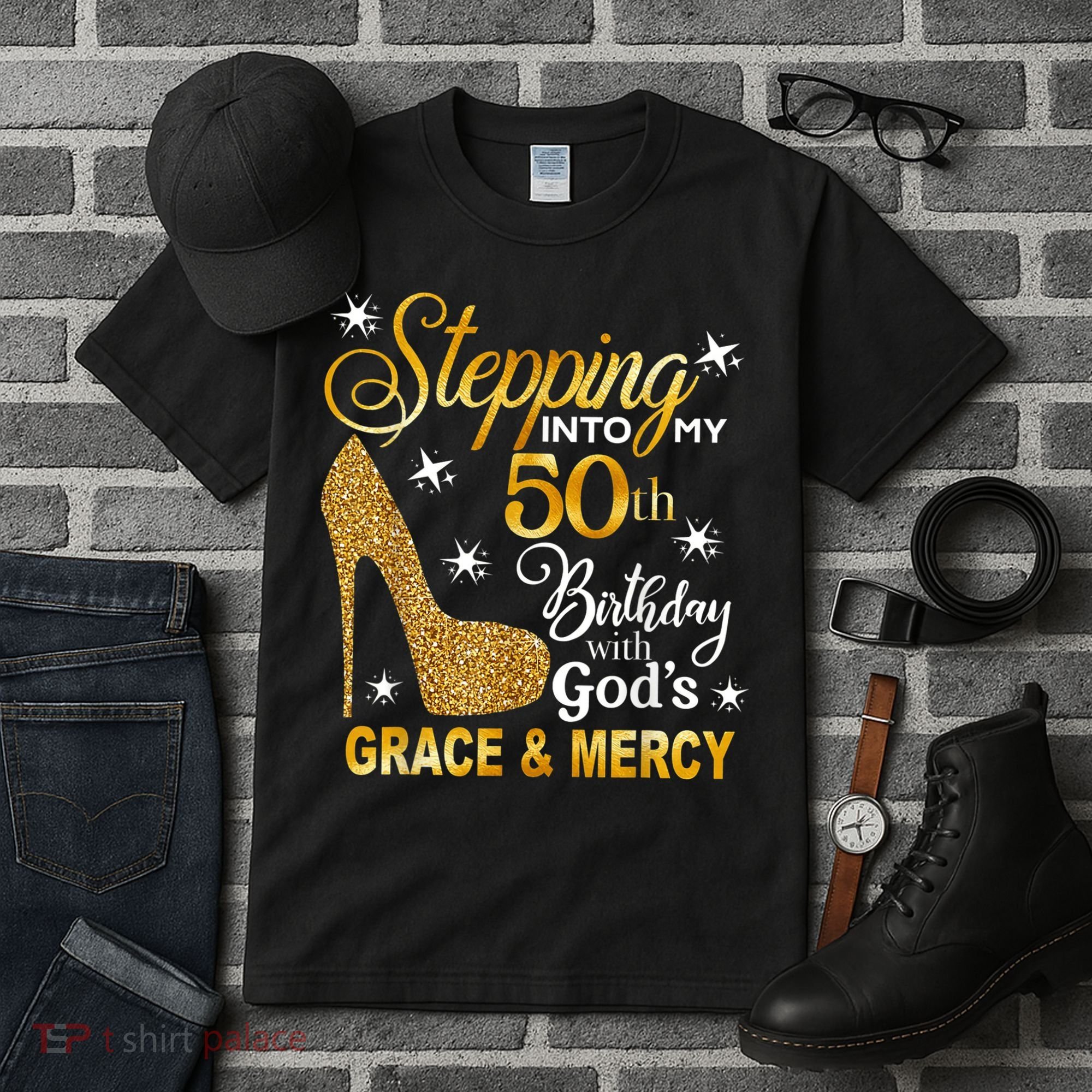 Stepping into my 50th birthday with God's grace & Mercy Tall T-Shirt