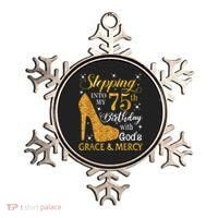 Stepping into my 75th Birthday Present with God's grace & Mercy Tee Ornament thumb 0