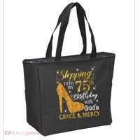 Stepping into my 75th Birthday Present with God's grace & Mercy Tee Tote Bag thumb 2