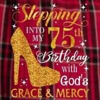 Stepping into my 75th Birthday Present with God's grace & Mercy Tee Women's Flannel Plaid Pajama Pants thumb 2