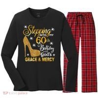 Stepping into my 60th birthday with God's grace & Mercy Women's Long Sleeve Flannel Pajama Set  thumb 0