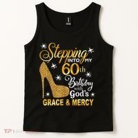 Stepping into my 60th birthday with God's grace & Mercy Tank Top thumb 2