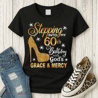 Stepping into my 60th birthday with God's grace & Mercy Women's T-Shirt thumb 3