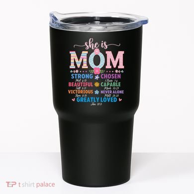 She Is Mom Bible Verses Christian Jesus Mothers Day Floral Tumbler