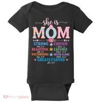 She Is Mom Bible Verses Christian Jesus Mothers Day Floral Baby Bodysuit thumb 0
