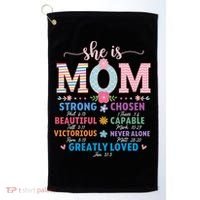 She Is Mom Bible Verses Christian Jesus Mothers Day Floral Golf Towel thumb 0