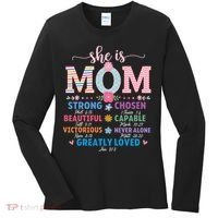 She Is Mom Bible Verses Christian Jesus Mothers Day Floral Women's Long Sleeve Shirt thumb 0