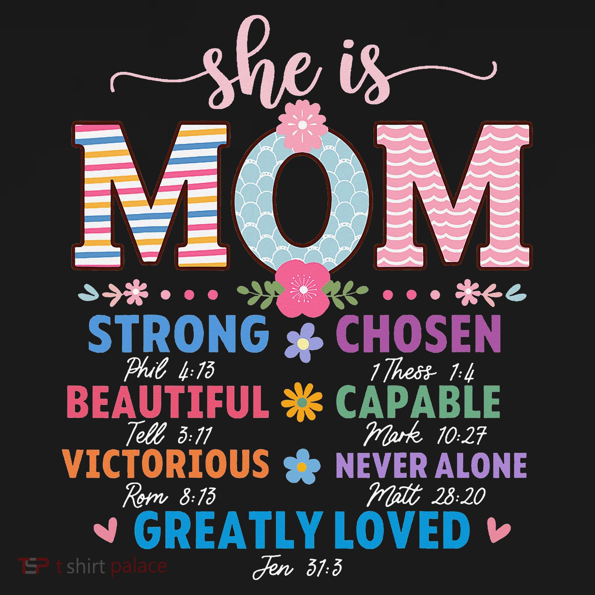 She Is Mom Bible Verses Christian Jesus Mothers Day Floral Women's T-Shirt