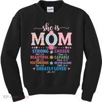 She Is Mom Bible Verses Christian Jesus Mothers Day Floral Kids Sweatshirt thumb 0