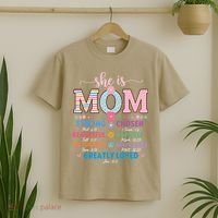 She Is Mom Bible Verses Christian Jesus Mothers Day Floral T-Shirt thumb 2