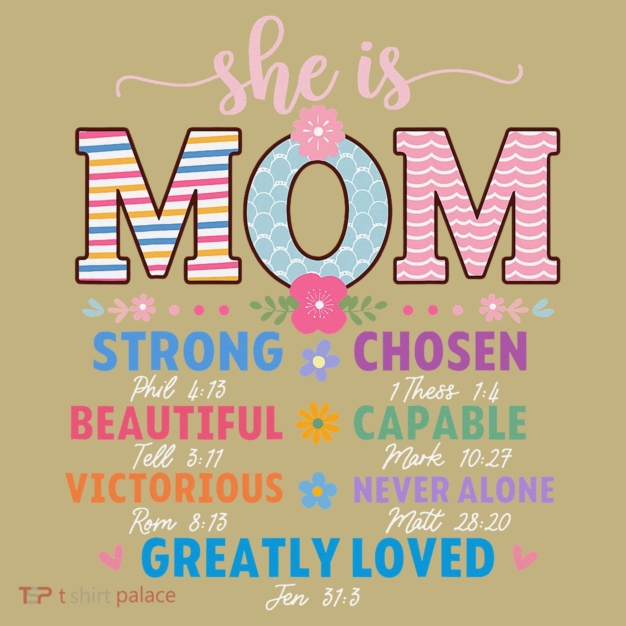 She Is Mom Bible Verses Christian Jesus Mothers Day Floral Kids T-Shirt