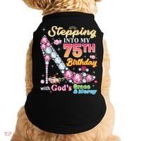 Stepping Into My 75th Birthday With God's Grace And Mercy Doggie Tank thumb 0