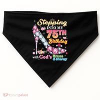 Stepping Into My 75th Birthday With God's Grace And Mercy USA-Made Doggie Bandana thumb 0