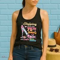 Stepping Into My 75th Birthday With God's Grace And Mercy Women's Tank Top thumb 2