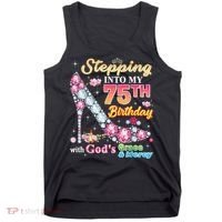 Stepping Into My 75th Birthday With God's Grace And Mercy Tank Top thumb 0
