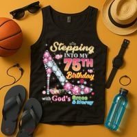 Stepping Into My 75th Birthday With God's Grace And Mercy Tank Top thumb 4