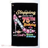 Stepping Into My 75th Birthday With God's Grace And Mercy Golf Towel thumb 0