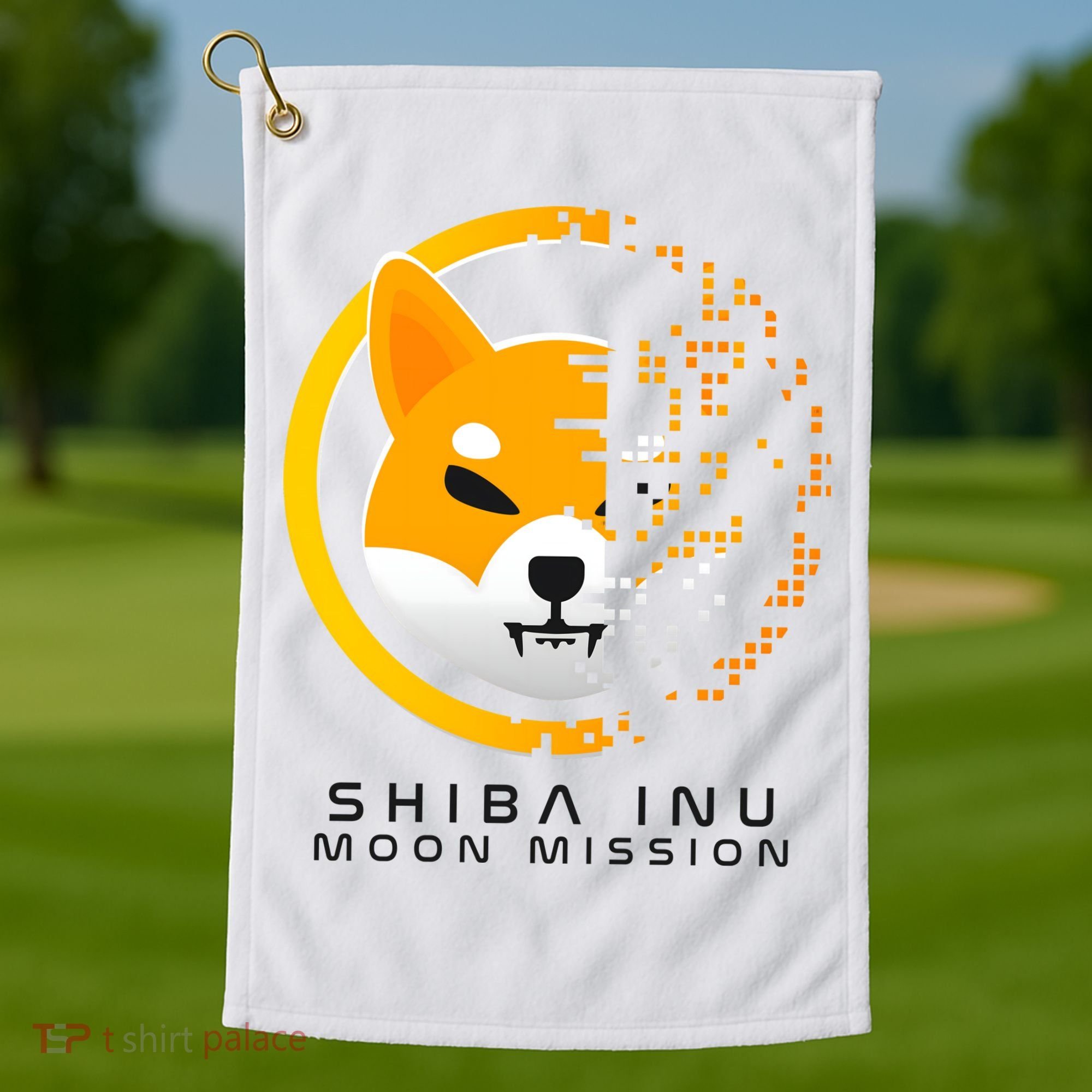 Shiba Inu Moon Mission DOGE Coin Cryptocurrency Golf Towel