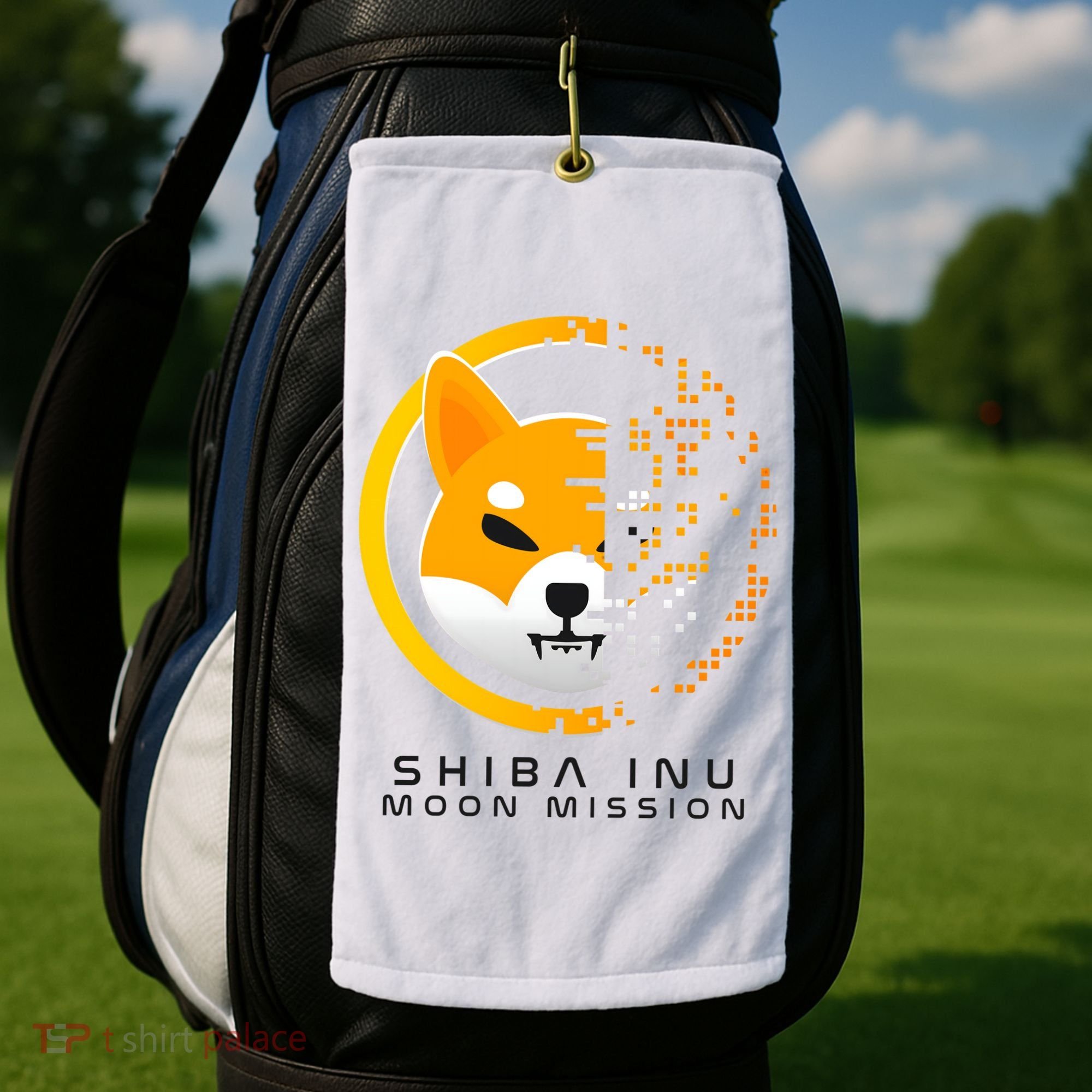 Shiba Inu Moon Mission DOGE Coin Cryptocurrency Golf Towel