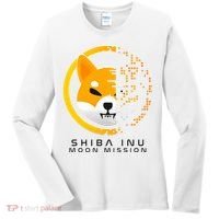 Shiba Inu Moon Mission DOGE Coin Cryptocurrency Women's Long Sleeve Shirt thumb 0