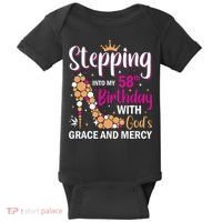 Stepping Into My 58th Birthday With God's Graces Mercy Baby Bodysuit thumb 0