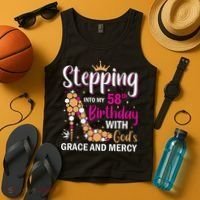Stepping Into My 58th Birthday With God's Graces Mercy Tank Top thumb 4