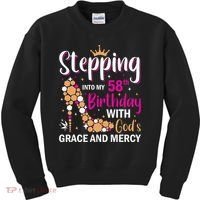 Stepping Into My 58th Birthday With God's Graces Mercy Kids Sweatshirt thumb 0