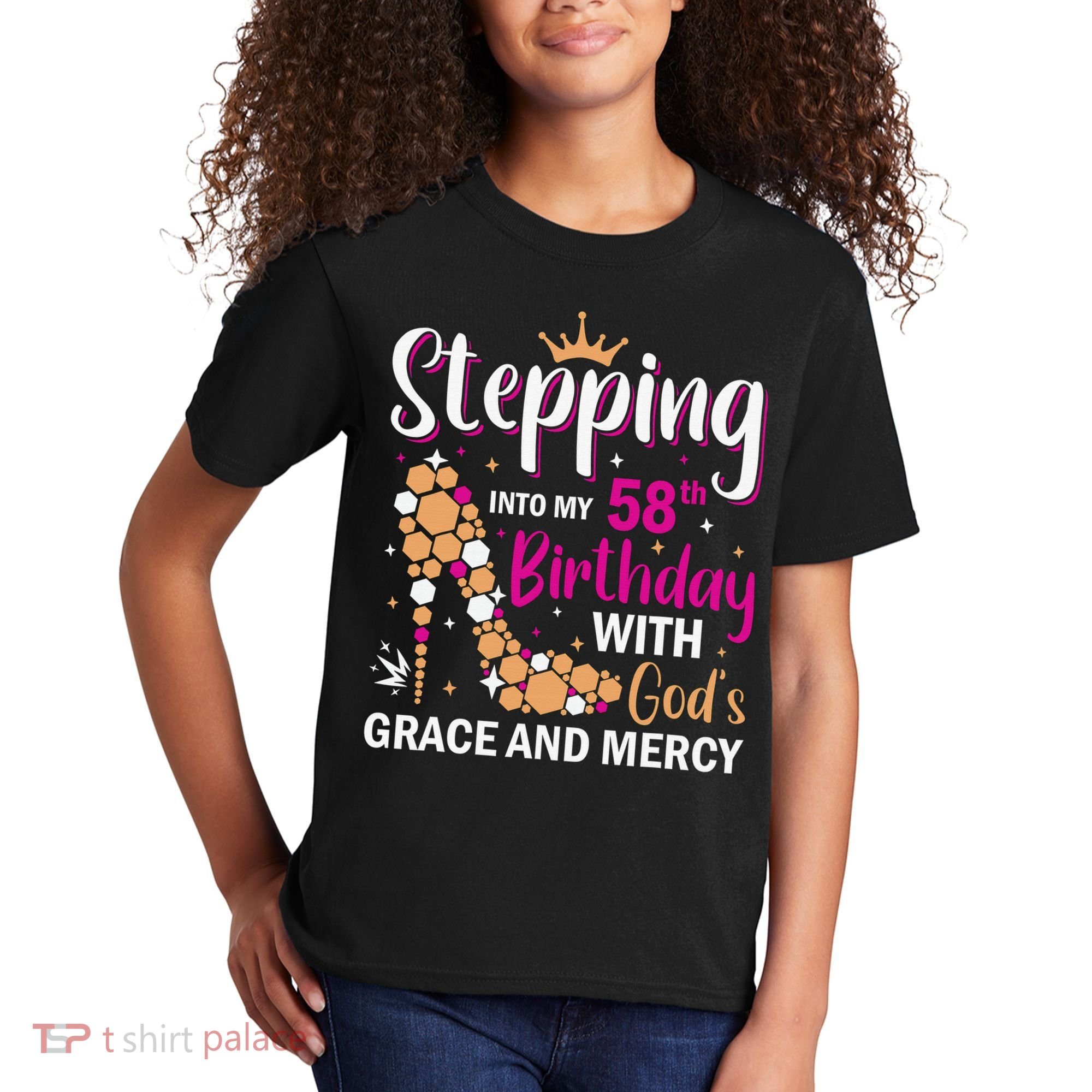 Stepping Into My 58th Birthday With God's Graces Mercy Kids T-Shirt