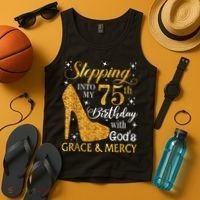 Stepping into my 75th birthday with God's grace & Mercy Tee Tank Top thumb 4