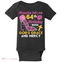 Stepping Into My 64th Birthday With God's Graces Mercy Baby Bodysuit thumb 0