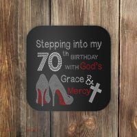 Stepping Into My 70th Birthday With God's Grace And Mercy Coaster thumb 0
