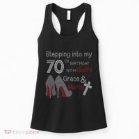 Stepping Into My 70th Birthday With God's Grace And Mercy Women's Tank Top thumb 0