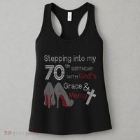 Stepping Into My 70th Birthday With God's Grace And Mercy Women's Tank Top thumb 3