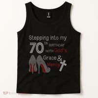 Stepping Into My 70th Birthday With God's Grace And Mercy Tank Top thumb 2
