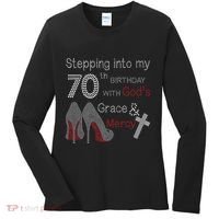 Stepping Into My 70th Birthday With God's Grace And Mercy Women's Long Sleeve Shirt thumb 0